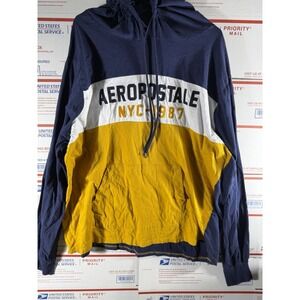 Vintage Y2K Aeropostale NEW YORK Athletic Hoodie Sweater Blue Men's Size 3XL